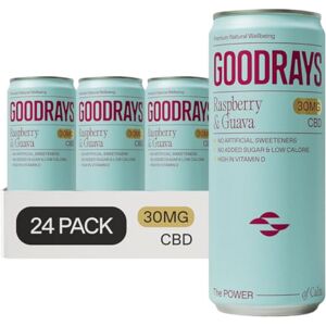 Goodrays CBD Drinks, Sparkling Low Calorie Soft Drink, Natural Sleep Stress and Anxiety Relief, Vegan, Raspberry & Guava, 24 x 250ml Cans, Packaging May Vary Goodrays CBD Drinks, Sparkling Low Calorie Soft Drink, Natural Sleep Stress and Anxiety Relief, Vegan, Raspberry & Guava, 24 x 250ml Cans, Packaging May Vary