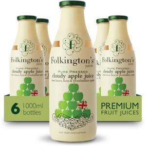 Folkington's Cloudy Apple Fruit Juice, 6 x 1 Litre Glass Bottles, Premium Pressed Apple Juice, Vegan, 6 Count, 6 Litre Folkington's Cloudy Apple Fruit Juice, 6 x 1 Litre Glass Bottles, Premium Pressed Apple Juice, Vegan, 6 Count, 6 Litre
