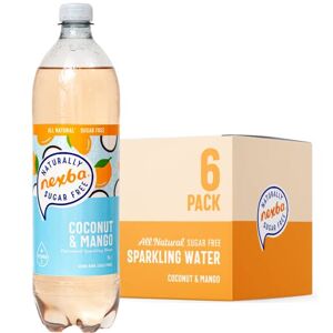 Nexba Naturally Sugar Free Coconut & Mango Flavoured Sparkling Water, 1 Litre (Pack of 6), Packaging May Vary