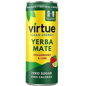 Virtue Strawberry and Lime Yerba Mate Natural Energy Sparkling Water, 250 ml