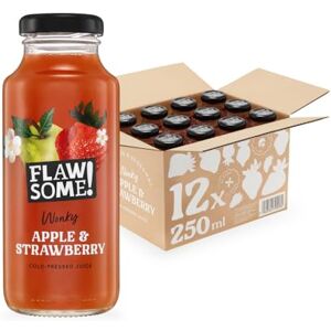 Flawsome ! Apple & Strawberry cold-pressed Juice Glass 250ml-12 Pack Flawsome ! Apple & Strawberry cold-pressed Juice Glass 250ml-12 Pack