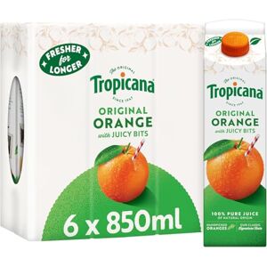 Tropicana Orange Fruit Juice with Bits Long Life Pure Orange Juice, No Added Sugar, No Added Artificial Flavours with Vitamin C Breakfast Drink 6 x 850ml Tropicana Orange Fruit Juice with Bits Long Life Pure Orange Juice, No Added Sugar, No Added Artificial Flavours with Vitamin C Breakfast Drink 6 x 850ml