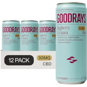 Goodrays CBD Drinks, Sparkling Low Calorie Soft Drink, Natural Sleep Stress and Anxiety Relief, Vegan, Raspberry & Guava, 12 x 250ml Cans, Packaging May Vary Goodrays CBD Drinks, Sparkling Low Calorie Soft Drink, Natural Sleep Stress and Anxiety Relief, Vegan, Raspberry & Guava, 12 x 250ml Cans, Packaging May Vary