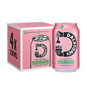 Dalston's Sparkling Rhubarb Soda (4x330ml) - Real Squeezed Rhubarb & Sparkling Water - 40 Kcal - No Added Sugar - No Artificial Sweeteners - Healthy Alternative - Low Calorie - Vegan