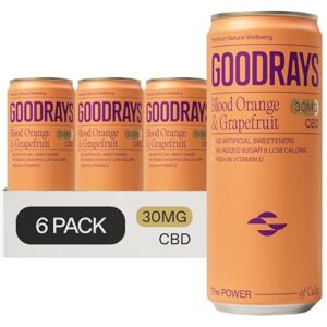 Goodrays 30mg CBD Drink 6 x 250ml Cans Blood Orange & Grapefruit Natural Flavours, Low Calorie, Vegan High Strength (30mg/can), All Natural Reduce Stress & Unwind, Packaging May Vary Goodrays 30mg CBD Drink 6 x 250ml Cans Blood Orange & Grapefruit Natural Flavours, Low Calorie, Vegan High Strength (30mg/can), All Natural Reduce Stress & Unwind, Packaging May Vary