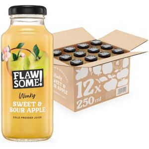 Flawsome ! Sweet & Sour Apple cold-pressed juice glass 250ml-12 Pack Flawsome ! Sweet & Sour Apple cold-pressed juice glass 250ml-12 Pack