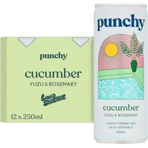PUNCHY Drinks Cucumber, Yuzu & Rosemary Premium Soft Drink, Mixer, Lightly Sparkling, Vitamin D, All Natural, Low Calorie, Non Alcoholic 12 x 250ml PUNCHY Drinks Cucumber, Yuzu & Rosemary Premium Soft Drink, Mixer, Lightly Sparkling, Vitamin D, All Natural, Low Calorie, Non Alcoholic 12 x 250ml