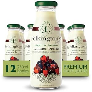 Folkington's Fruit Juice, Summer Berries, 12 Glass Bottles, Raspberries Strawberries Blackcurrants, Multipack 12 x 250 ml Folkington's Fruit Juice, Summer Berries, 12 Glass Bottles, Raspberries Strawberries Blackcurrants, Multipack 12 x 250 ml