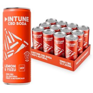 INTUNE NEW- Lemon + Yuzu Sparkling, Yo Sushi collab, CBD Drink and Mixer, 100% Natural, Vegan, Multipack of 12 x 250ml Cans INTUNE NEW- Lemon + Yuzu Sparkling, Yo Sushi collab, CBD Drink and Mixer, 100% Natural, Vegan, Multipack of 12 x 250ml Cans