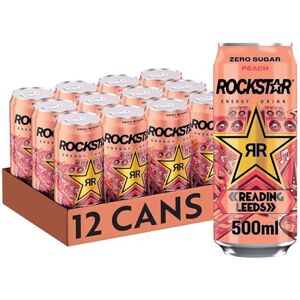 Rockstar Energy Drink Peach Non-Alcoholic 155 mg Caffeine Caffeinated Drink with Taurine, Niacine and Vitamin B6-12 x 500ml cans Rockstar Energy Drink Peach Non-Alcoholic 155 mg Caffeine Caffeinated Drink with Taurine, Niacine and Vitamin B6-12 x 500ml cans