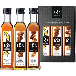 1883 MAISON ROUTIN Vanilla, Salted Caramel & Roasted Hazelnut Premium Syrup Gift Set for Coffee, Hot Chocolate, Cocktails, Mocktails & Desserts, Vegan-Friendly – 3 x 250ml Glass Bottles 1883 MAISON ROUTIN Vanilla, Salted Caramel & Roasted Hazelnut Premium Syrup Gift Set for Coffee, Hot Chocolate, Cocktails, Mocktails & Desserts, Vegan-Friendly – 3 x 250ml Glass Bottles