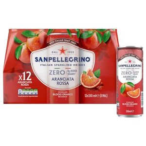 San Pellegrino Italian Sparkling Drinks Zero Sparkling Blood Orange Canned Soft Drink 12 x 330ml 21kCals per can San Pellegrino Italian Sparkling Drinks Zero Sparkling Blood Orange Canned Soft Drink 12 x 330ml 21kCals per can