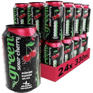 Green Cola Green Sour Cherry Soft Drink Low Calorie Fizzy Drink with 10% Natural Juice No Added Sugar, Sweetened with Stevia No Aspartame Cherry Soda Cans of Pop 24 Pack (330ml x 24) Green Cola Green Sour Cherry Soft Drink Low Calorie Fizzy Drink with 10% Natural Juice No Added Sugar, Sweetened with Stevia No Aspartame Cherry Soda Cans of Pop 24 Pack (330ml x 24)