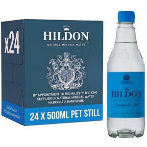 Hildon Natural Mineral Water 24 x 500ml PET bottles Delightfully Still Sourced from a natural aquifer nestled on our Chalk Valley estate Low Sodium, Naturally Alkaline, Kings Royal Warrant Hildon Natural Mineral Water 24 x 500ml PET bottles Delightfully Still Sourced from a natural aquifer nestled on our Chalk Valley estate Low Sodium, Naturally Alkaline, Kings Royal Warrant