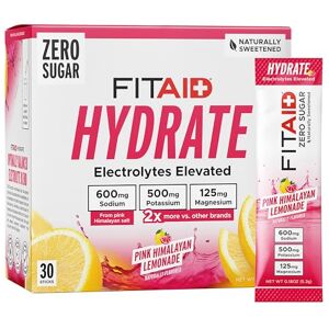 LIFEAID FITAID HYDRATE Electrolyte Sticks Pink Lemonade Zero Sugar Hydration Sachets Electrolytes Powder with 600mg Sodium, 500mg Potassium, 125mg Magnesium, Stevia for Sport, Everyday & Travel LIFEAID FITAID HYDRATE Electrolyte Sticks Pink Lemonade Zero Sugar Hydration Sachets Electrolytes Powder with 600mg Sodium, 500mg Potassium, 125mg Magnesium, Stevia for Sport, Everyday & Travel