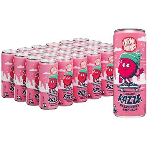 KARMA DRINKS Razza Raspberry Pink Lemonade (250ml x 24 Cans Soft Drink), Organic, Gluten Free Lemonade cans, Natural Ingredients, FairTrade, Vegan Friendly, No GMO, Carbonated Fizzy Drinks 24 Pack KARMA DRINKS Razza Raspberry Pink Lemonade (250ml x 24 Cans Soft Drink), Organic, Gluten Free Lemonade cans, Natural Ingredients, FairTrade, Vegan Friendly, No GMO, Carbonated Fizzy Drinks 24 Pack
