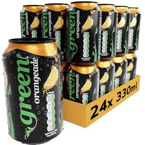 Green Cola Green Orangeade Low Calorie Soft Drinks Sparkling Orange Flavour with 20% Natural Juice No Added Sugar, Sweetened with Stevia, No Aspartame Alternative Fizzy Drink Bulk Pack 24 Cans x 330ml Green Cola Green Orangeade Low Calorie Soft Drinks Sparkling Orange Flavour with 20% Natural Juice No Added Sugar, Sweetened with Stevia, No Aspartame Alternative Fizzy Drink Bulk Pack 24 Cans x 330ml