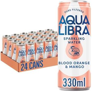 Libra Sparkling Water, Sugar Free Fruit Water, No Sugar, No Calories, Blood Orange & Mango, 330 ml, Pack of 24 Cans Libra Sparkling Water, Sugar Free Fruit Water, No Sugar, No Calories, Blood Orange & Mango, 330 ml, Pack of 24 Cans