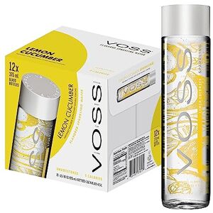 Voss Lemon Cucumber Flavoured Sparkling Water, Pack of 12 x 375ml Original Glass Bottles, Zero Calories, No Sugar, Naturally Sourced Voss Lemon Cucumber Flavoured Sparkling Water, Pack of 12 x 375ml Original Glass Bottles, Zero Calories, No Sugar, Naturally Sourced