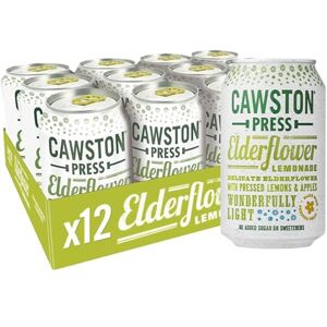 Cawston Press Sparkling Elderflower Lemonade Blended with Sparkling Water and Pressed Apple (330ml x 12 cans) Gluten Free Vegan No Added Sugar Cawston Press Sparkling Elderflower Lemonade Blended with Sparkling Water and Pressed Apple (330ml x 12 cans) Gluten Free Vegan No Added Sugar