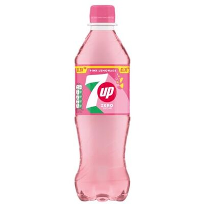 Britvic 7up Zero Sugar Pink Lemonade 12 x 500ml Price Marked £1.30 Bottles Carbonated Low Calorie Lemon, Lime and Raspberry Flavoured Soft Drink Britvic 7up Zero Sugar Pink Lemonade 12 x 500ml Price Marked £1.30 Bottles Carbonated Low Calorie Lemon, Lime and Raspberry Flavoured Soft Drink