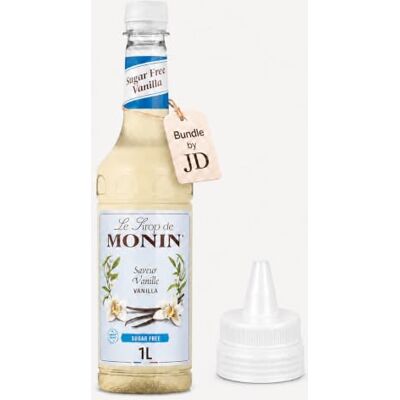 JD MONIN Sugar Free Vanilla Syrup 1L with Drizzling Cap, Vanilla Coffee Syrup for Lattes, Iced Coffee, Hot Chocolate, Cocktails, Milkshakes & Desserts, Low Calorie Coffee Syrup Bundle JD MONIN Sugar Free Vanilla Syrup 1L with Drizzling Cap, Vanilla Coffee Syrup for Lattes, Iced Coffee, Hot Chocolate, Cocktails, Milkshakes & Desserts, Low Calorie Coffee Syrup Bundle