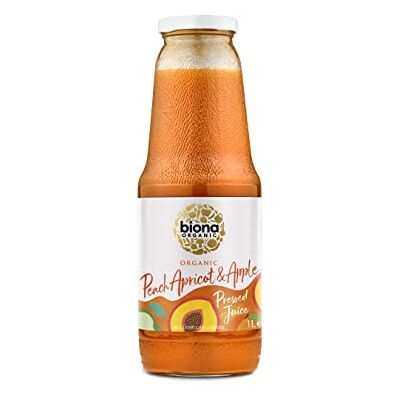 Biona Organic Peach Apricot and Apple Juice, 1L 100% Pure Organic Fruit Juice, Blend of Peach Apricot and Apple, Not From Concentrate, No Added Sugar, Vegan Biona Organic Peach Apricot and Apple Juice, 1L 100% Pure Organic Fruit Juice, Blend of Peach Apricot and Apple, Not From Concentrate, No Added Sugar, Vegan