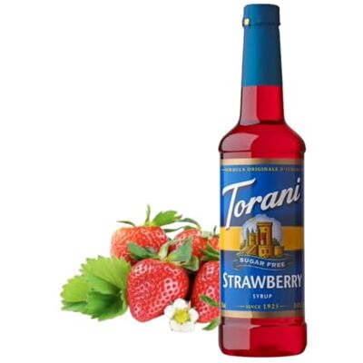 Torani Sugar Free Strawberry Syrup, 750ml Zero Calorie Cocktail Syrup for Drinks, Cocktails, Mocktails, Bubble Tea, Soda and Iced Tea Torani Sugar Free Strawberry Syrup, 750ml Zero Calorie Cocktail Syrup for Drinks, Cocktails, Mocktails, Bubble Tea, Soda and Iced Tea