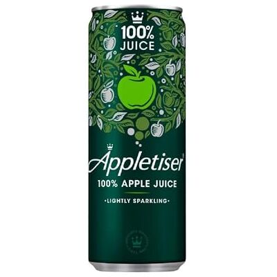 Appletiser 100% Apple Juice Cans, 250ml (Pack of 24) Refreshing Soft Drink with Crisp Apple Flavour & No Preservatives Appletiser 100% Apple Juice Cans, 250ml (Pack of 24) Refreshing Soft Drink with Crisp Apple Flavour & No Preservatives