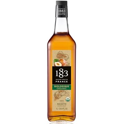 1883 MAISON ROUTIN Premium Organic Hazelnut Syrup – Nutty Flavoured Syrup for Coffee, Hot Chocolate, Cocktails and Desserts – Vegan-Friendly, No Preservatives – 1L Glass Bottle 1883 MAISON ROUTIN Premium Organic Hazelnut Syrup – Nutty Flavoured Syrup for Coffee, Hot Chocolate, Cocktails and Desserts – Vegan-Friendly, No Preservatives – 1L Glass Bottle