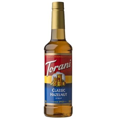 Torani Coffee Syrup, Classic Hazelnut Flavour, 750ml Cane Sugar Drink Flavouring for Lattes, Iced Coffee & Hot Drinks, Vegetarian Friendly Torani Coffee Syrup, Classic Hazelnut Flavour, 750ml Cane Sugar Drink Flavouring for Lattes, Iced Coffee & Hot Drinks, Vegetarian Friendly
