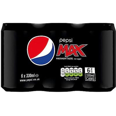Pepsi Max, 330ml (6 Pack) Pepsi Max, 330ml (6 Pack)