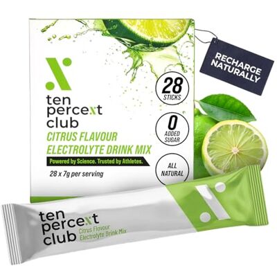 Ten Percent Club Electrolytes Powder Drink Mix 28 Sachets Coconut Water Powder, Celtic Sea Salt Easy to Mix, Vegan Citrus Flavoured Electrolytes Drinks Citrus Lemon Electrolytes Sachets by Ten Percent Club Electrolytes Powder Drink Mix 28 Sachets Coconut Water Powder, Celtic Sea Salt Easy to Mix, Vegan Citrus Flavoured Electrolytes Drinks Citrus Lemon Electrolytes Sachets by