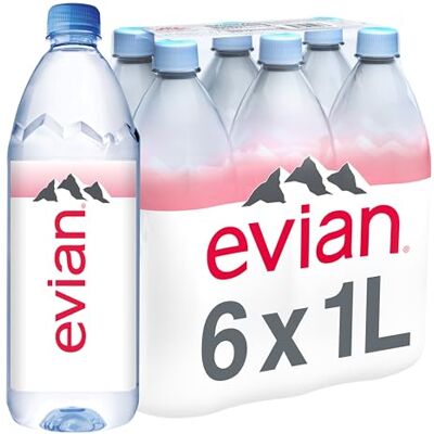 evian Natural Spring Water, 1.0 Litre, 1000ml, 6-Count evian Natural Spring Water, 1.0 Litre, 1000ml, 6-Count