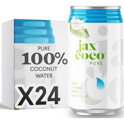 Jax Coco 100% Pure Coconut Water No Added Sugar, Low Calorie Convenient On-the-Go Cans Fresh from Volcanic Philippines regions 24 x 330ML Cans Jax Coco 100% Pure Coconut Water No Added Sugar, Low Calorie Convenient On-the-Go Cans Fresh from Volcanic Philippines regions 24 x 330ML Cans