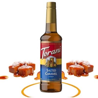 Torani Coffee Syrup, Salted Caramel Flavour, 750ml Cane Sugar Drink Flavouring for Lattes, Iced Coffee & Hot Drinks, Vegetarian Friendly Torani Coffee Syrup, Salted Caramel Flavour, 750ml Cane Sugar Drink Flavouring for Lattes, Iced Coffee & Hot Drinks, Vegetarian Friendly