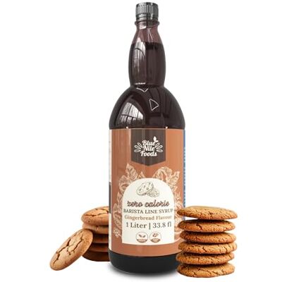 Blue Nile Foods Gingerbread Barista Coffee Syrup, No Sugar Gingerbread Syrup, No Calorie Gingerbread Coffee Syrup, Ideal for Hot or Iced Coffee, Ginger Syrup, Gingerbread Syrup for Coffee, 1L Blue Nile Foods Gingerbread Barista Coffee Syrup, No Sugar Gingerbread Syrup, No Calorie Gingerbread Coffee Syrup, Ideal for Hot or Iced Coffee, Ginger Syrup, Gingerbread Syrup for Coffee, 1L