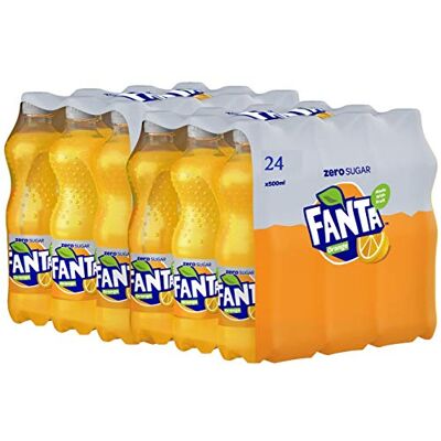 Fanta (Pack of 24) Zero Orange 500ml Fanta (Pack of 24) Zero Orange 500ml