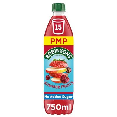 Robinsons Summer Fruits No Added Sugar Squash PMP 750ml Robinsons Summer Fruits No Added Sugar Squash PMP 750ml