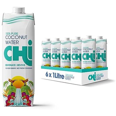 CHI REHYDRATE/ REVIVE CHI 100% Pure Coconut Water I 1 litre (Pack of 6) I Vegan, Fat, Gluten and Dairy free I Rehydrate and Revive! CHI REHYDRATE/ REVIVE CHI 100% Pure Coconut Water I 1 litre (Pack of 6) I Vegan, Fat, Gluten and Dairy free I Rehydrate and Revive!