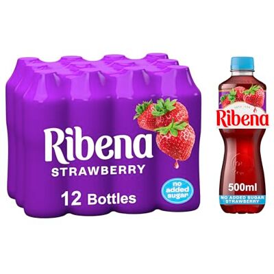 Ribena Strawberry Juice Drink No Added Sugar 500ml Multipack of 12 Real Fruit Rich In Vitamin C No Artificial Colours or Flavours Fruity Refreshment Ready To Drink 100% Recycled Ribena Strawberry Juice Drink No Added Sugar 500ml Multipack of 12 Real Fruit Rich In Vitamin C No Artificial Colours or Flavours Fruity Refreshment Ready To Drink 100% Recycled