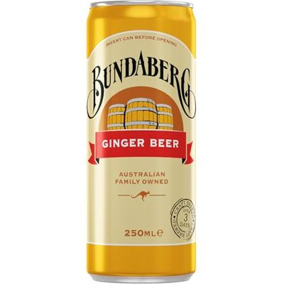 Bunaberg Bundaberg Ginger Beer Craft Brewed Soft Drink, 24 Pack, 250ml Cans Naturally brewed over 3 days using real ginger root for an authentic spicy kick. Bunaberg Bundaberg Ginger Beer Craft Brewed Soft Drink, 24 Pack, 250ml Cans Naturally brewed over 3 days using real ginger root for an authentic spicy kick.