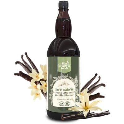 Blue Nile Foods Barista Vanilla Coffee Syrup, Calorie/Sugar Free Syrup, Keto Friendly Vanilla Syrup, Sugar Free Coffee Syrups for Coffee Drinks Hot/Iced, 1L Blue Nile Foods Barista Vanilla Coffee Syrup, Calorie/Sugar Free Syrup, Keto Friendly Vanilla Syrup, Sugar Free Coffee Syrups for Coffee Drinks Hot/Iced, 1L