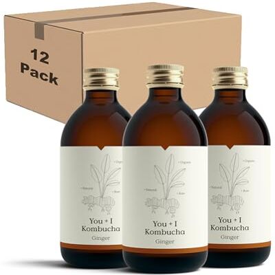 You + I Raw Kombucha, Ginger, 12 x 330ml Glass Bottles, Organic, Unpasteurised, Live Cultures, Low Calorie, Vegan, Brewed with French Oak You + I Raw Kombucha, Ginger, 12 x 330ml Glass Bottles, Organic, Unpasteurised, Live Cultures, Low Calorie, Vegan, Brewed with French Oak