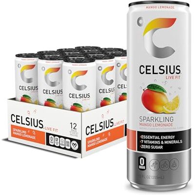 CELSIUS Sparkling Mango Lemonade, Functional Energy Drink 12 Fl Oz (Pack of 12) CELSIUS Sparkling Mango Lemonade, Functional Energy Drink 12 Fl Oz (Pack of 12)