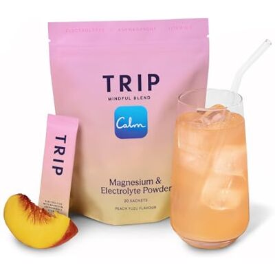 TRIP Calm Electrolyte Magnesium Powder, Peach Yuzu, 20 Sachets TRIP Calm Electrolyte Magnesium Powder, Peach Yuzu, 20 Sachets