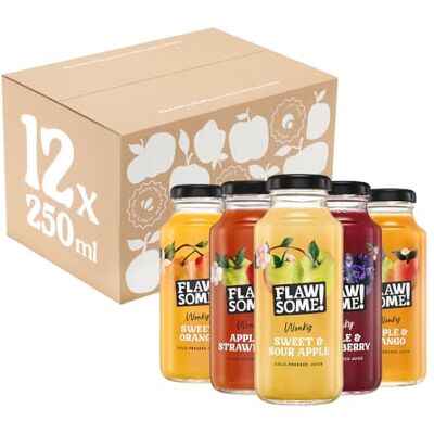 Flawsome ! Variety Pack 12x250ml Cold-Pressed Juice No Added Sugar Pressed Juice – 100% Natural & Pure, with No Sweeteners – Craft, Vegan, Not from Concentrate Flawsome ! Variety Pack 12x250ml Cold-Pressed Juice No Added Sugar Pressed Juice – 100% Natural & Pure, with No Sweeteners – Craft, Vegan, Not from Concentrate