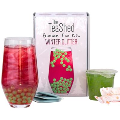 The *TeaShed Winter Glitter Christmas Bubble Tea Kit Gift Box Glitter Cranberry Bubble Tea Syrup, Apple Popping Boba, Premium Tea and Paper Straws Makes 3 Bubble Teas Vegan by THE TEASHED The *TeaShed Winter Glitter Christmas Bubble Tea Kit Gift Box Glitter Cranberry Bubble Tea Syrup, Apple Popping Boba, Premium Tea and Paper Straws Makes 3 Bubble Teas Vegan by THE TEASHED