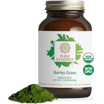 Pure Synergy Organic Barley Grass Juice Powder Chlorophyll-Rich Greens Powder Cold-Pressed Barley Grass Juice for Energy, Detox, and Digestion Support (150g Powder) Pure Synergy Organic Barley Grass Juice Powder Chlorophyll-Rich Greens Powder Cold-Pressed Barley Grass Juice for Energy, Detox, and Digestion Support (150g Powder)