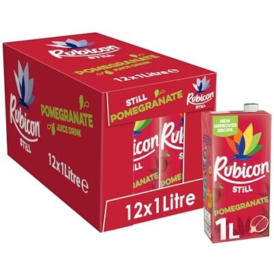 Rubicon Still Pomegranate Fruit Juice Drink, 1L Carton Tart and refreshing fruit drink made with real pomegranate juice. Rubicon Still Pomegranate Fruit Juice Drink, 1L Carton Tart and refreshing fruit drink made with real pomegranate juice.
